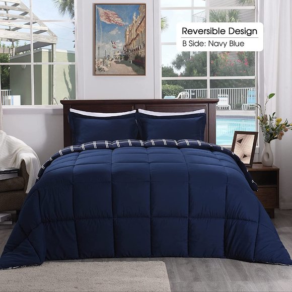 New King or Queen  Size Comforter Set -  Reversible Down Alternative - Picture 3 of 6